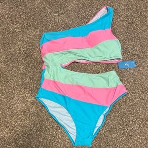 Cupshe Mint Green and Pink Bikini Set